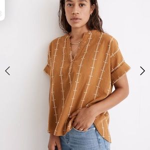 Madewell | Lakeline Popover Shirttail Top in Jacquard Stripe